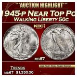 1945-p Walking Liberty Half Dollar Near Top Pop 50