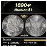1890-p Morgan Dollar $1 Grades ms64+