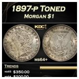 1897-p Morgan Dollar Toned $1 Grades ms64+