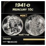 1941-d Mercury Dime 10c ms67 fsb SEGS