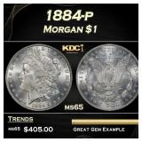 1884-p Morgan Dollar $1 Grades ms65