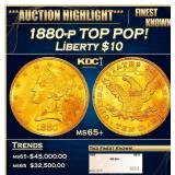 1880-p Gold Liberty Eagle TOP POP! $10 ms65+ SEGS