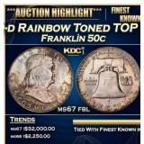 1949-d Franklin Half Dollar Rainbow Toned TOP POP!