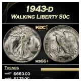 1943-d Walking Liberty Half Dollar 50c ms66+ SEGS