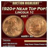 1920-p Lincoln Cent Near Top Pop! 1c ms66+ rd SEGS
