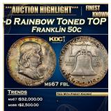 1949-d Franklin Half Dollar Rainbow Toned TOP POP!