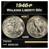1946-p Walking Liberty Half Dollar 50c Grades ms66