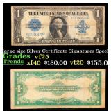 1923 $1 large size Silver Certificate Grades vf+ S