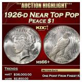 1926-d Peace Dollar Near Top Pop $1 ms66+ SEGS