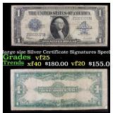 1923 $1 large size Silver Certificate Grades vf+ S