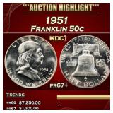 1951 Proof Franklin Half Dollar 50c pr67+ SEGS