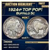 1924-p Buffalo Nickel TOP POP! 5c ms67+ SEGS
