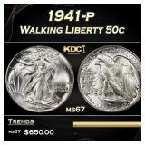 1941-p Walking Liberty Half Dollar 50c ms67 SEGS