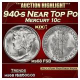 1940-s Mercury Dime Near Top Pop! 10c ms68 FSB SEG