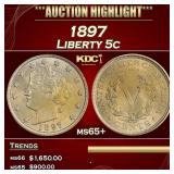 1897 Liberty Nickel 5c ms65+ SEGS