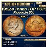 1952-s Franklin Half Dollar Toned TOP POP! 50c ms6