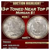 1883-p Morgan Dollar Toned Near Top Pop! $1 ms67+