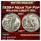 1938-p Walking Liberty Half Dollar Near Top Pop 50