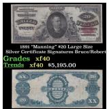 1891 $20 Large Silze Silver Certificate "Manning"