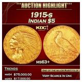 1915-s Gold Indian Half Eagle $5 ms63+ USCG