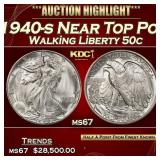 1940-s Walking Liberty Half Dollar Near Top Pop 50