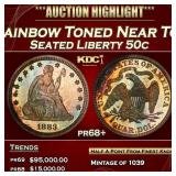 1883 Proof Seated Half Dollar Rainbow Toned Near T