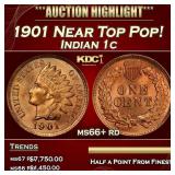 1901 Indian Cent Near Top Pop! 1c ms66+ rd SEGS