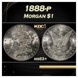 1888-p Morgan Dollar $1 Grades ms63+