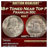 1948-p Franklin Half Dollar Toned Near Top Pop! 50