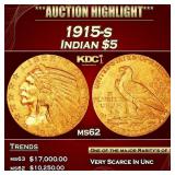 1915-s Gold Indian Half Eagle $5 ms62 USCG