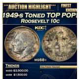 1949-s Roosevelt Dime Toned TOP POP! 10c ms68+ SEG
