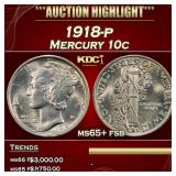 1918-p Mercury Dime 10c ms65+ fsb SEGS