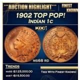 1902 Indian Cent TOP POP! 1c ms68 rd SEGS