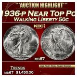 1936-p Walking Liberty Half Dollar Near Top Pop 50