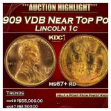 1909 VDB Lincoln Cent Near Top Pop 1c ms67+ rd SEG