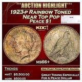 1923-p Peace Dollar Rainbow Toned Near Top Pop $1