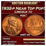 1932-p Lincoln Cent Near Top Pop! 1c ms67 rd SEGS