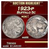 1923-p Buffalo Nickel 5c ms66 SEGS