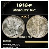 1916-p Mercury Dime 10c ms66+ fsb SEGS