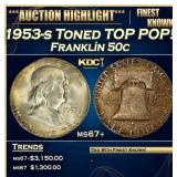 1953-s Franklin Half Dollar Toned TOP POP! 50c ms6
