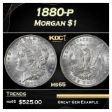 1880-p Morgan Dollar $1 Grades ms65