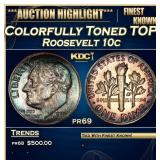 1955 Proof Roosevelt Dime Colorfully Toned TOP POP