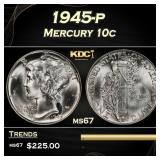 1945-p Mercury Dime 10c ms67 SEGS