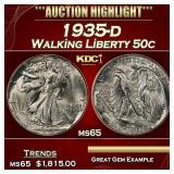 1935-d Walking Liberty Half Dollar 50c ms65 SEGS