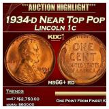 1934-d Lincoln Cent Near Top Pop 1c ms66+ rd SEGS