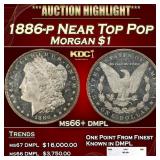 1886-p Morgan Dollar Near Top Pop $1 ms66+ dmpl SE