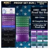 1980-1999 Proof Set Run 107 Coins 20 Complete Sets