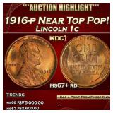 1916-p Lincoln Cent Near Top Pop! 1c ms67+ rd SEGS