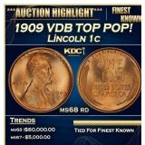 1909 VDB Lincoln Cent TOP POP! 1c ms68 rd SEGS