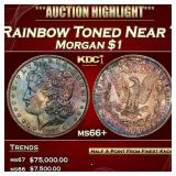 1881-o Morgan Dollar Rainbow Toned Near Top Pop $1